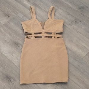 Tobi bodycon bandage strappy cut out dress nude